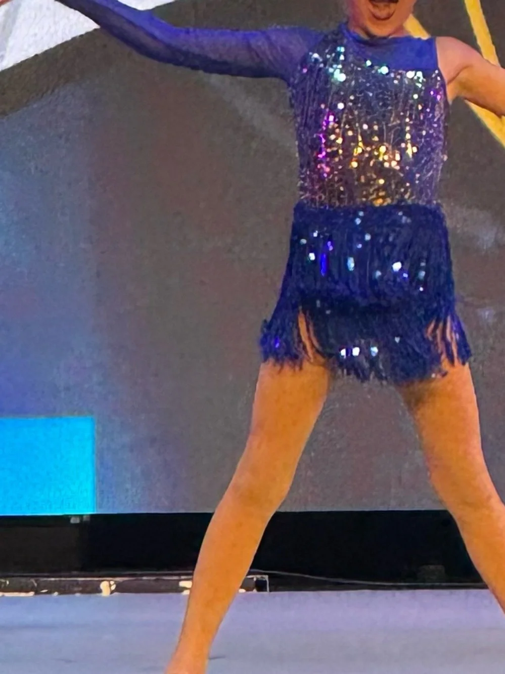 Girls Royal Blue Sequin Fringe Dance Costume